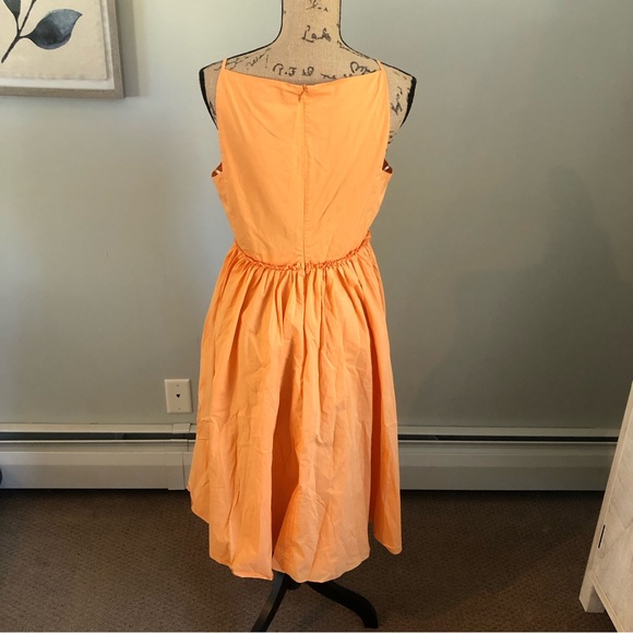 LOVE BONITO AYRIA PLEATED SLEEVELESS BOAT NECK BUTTERNUT ORANGE MIDI DRESS US8/L - Picture 2 of 14